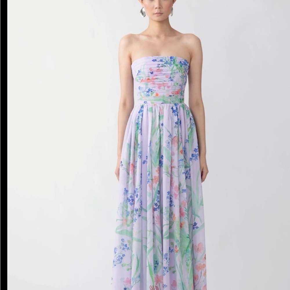 Elegant Strapless Floral Dress